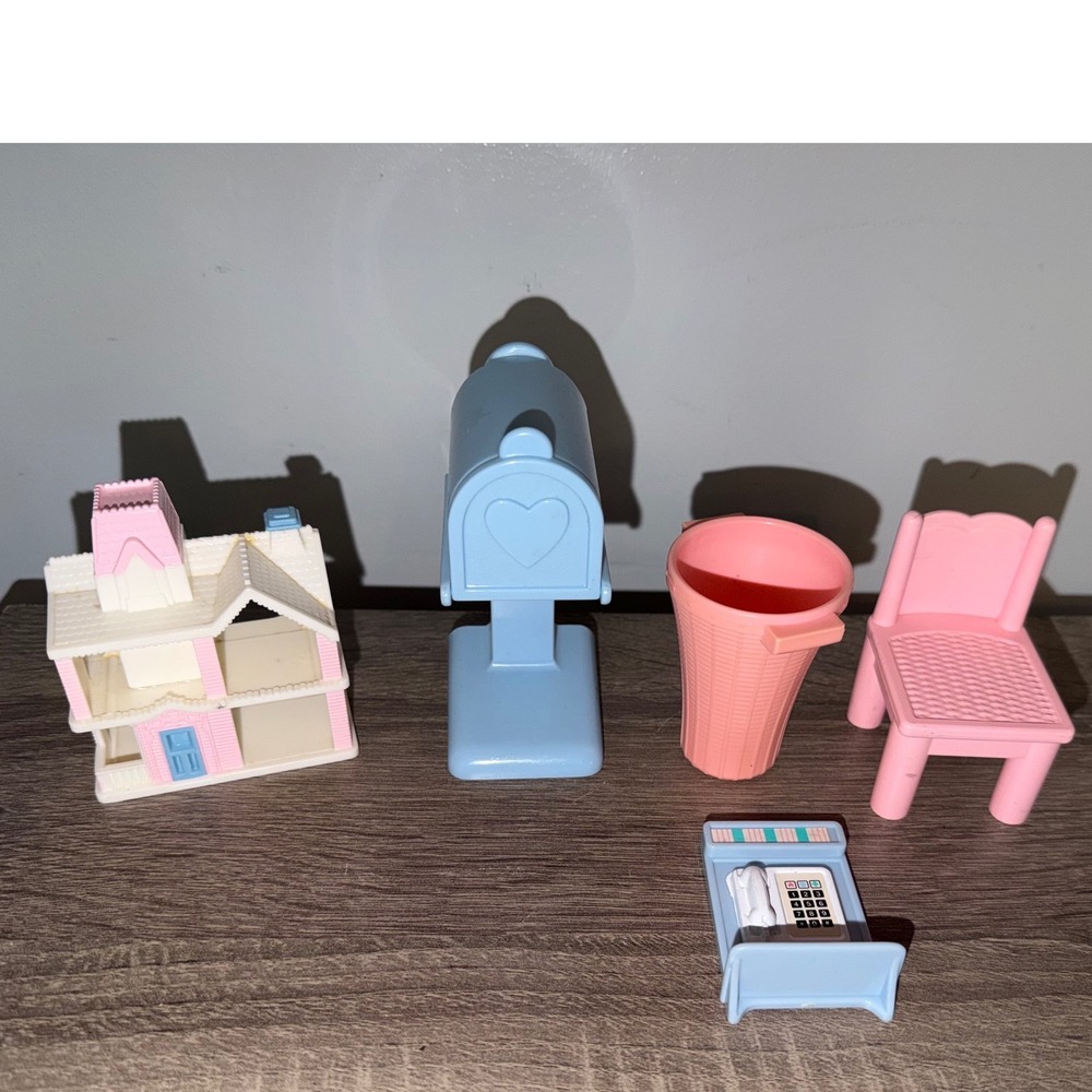 Vintage 1990 Playskool Victorian Dollhouse Furniture Lot Mailbox Phone Chair 5pc